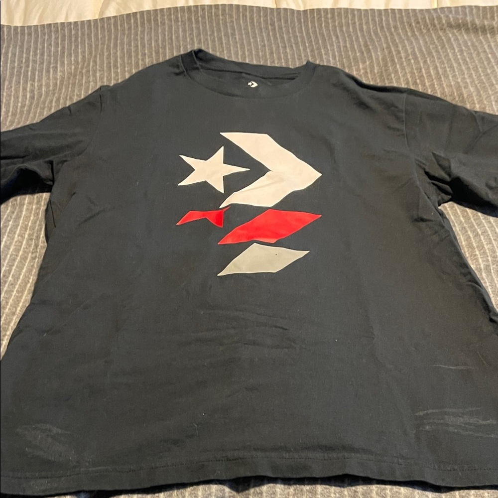 Converse Men's Black Tee with Red and White Graphic